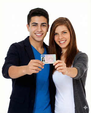 Glückliche Fahrschüler mit Führerschein